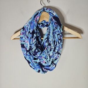 Lilly Pulitzer Riley Infinity Scarf Blue Pink Rayon Tube Shape OS